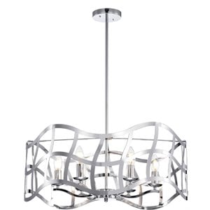 CHLOE Willow Transitional 6 Light Chrome Ceiling Pendant 25&quot Wide