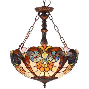 CHLOE Shea Tiffany-style 2 Light Victorian Inverted Ceiling Pendant 18&quot Shade