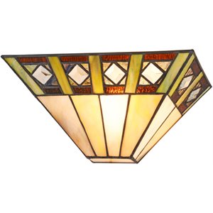 CHLOE Giles Tiffany-style 1 Light Mission Indoor Wall Sconce 12&quot Wide