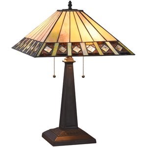 chloe giles tiffany-style 2 light mission table lamp 16