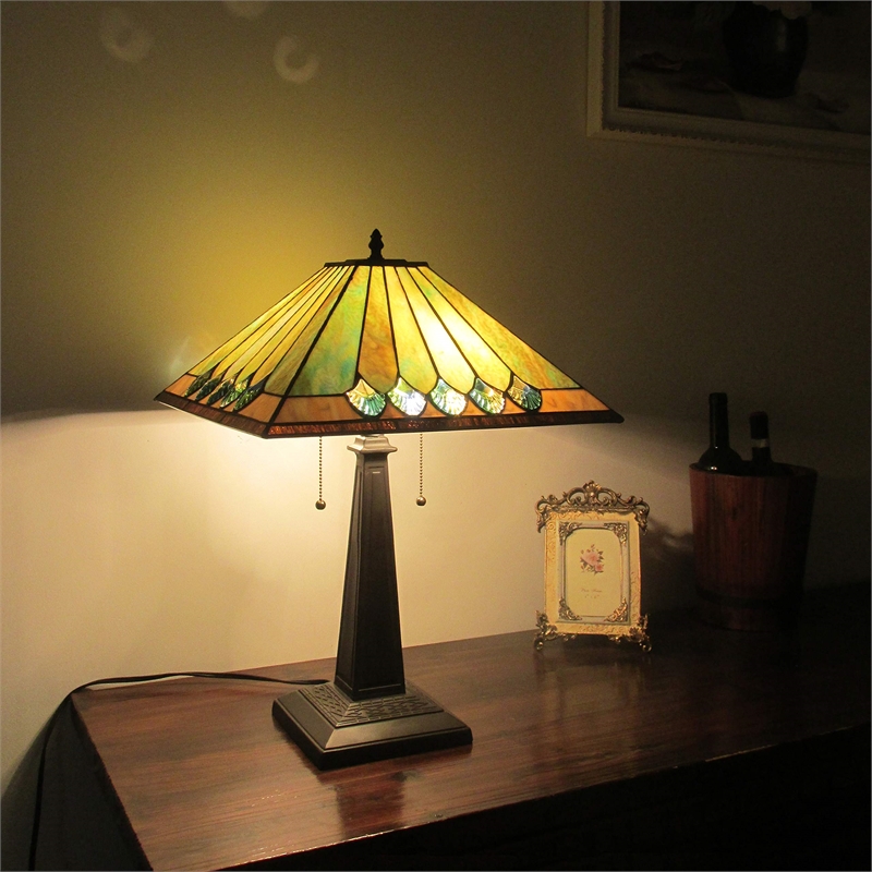 CHLOE Graham Tiffany-style 2 Light Mission Table Lamp 16