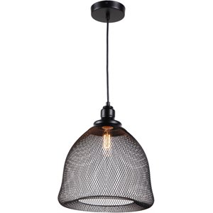 CHLOE Ironclad Industrial 1 Light Textured Black Mini Ceiling Pendant 12&quot Wide