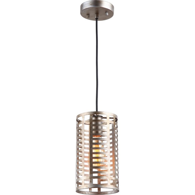 CHLOE Lauren Industrial 1 Light Antique Silver Mini Ceiling Pendant 5.5