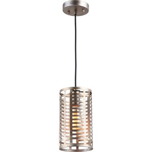 CHLOE Lauren Industrial 1 Light Antique Silver Mini Ceiling Pendant 5.5&quot Wide