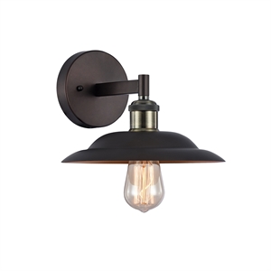 CHLOE Karl Industrial-style 1 Light Rubbed Bronze Wall Sconce 10&quot Wide