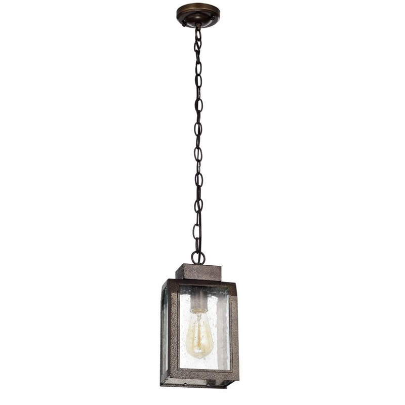 CHLOE Milton Industrial-style 1 Light Antique Gold Mini Pendant 12