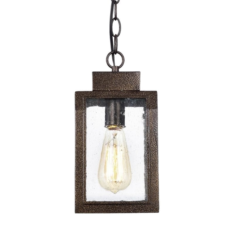 CHLOE Milton Industrial-style 1 Light Antique Gold Mini Pendant 12