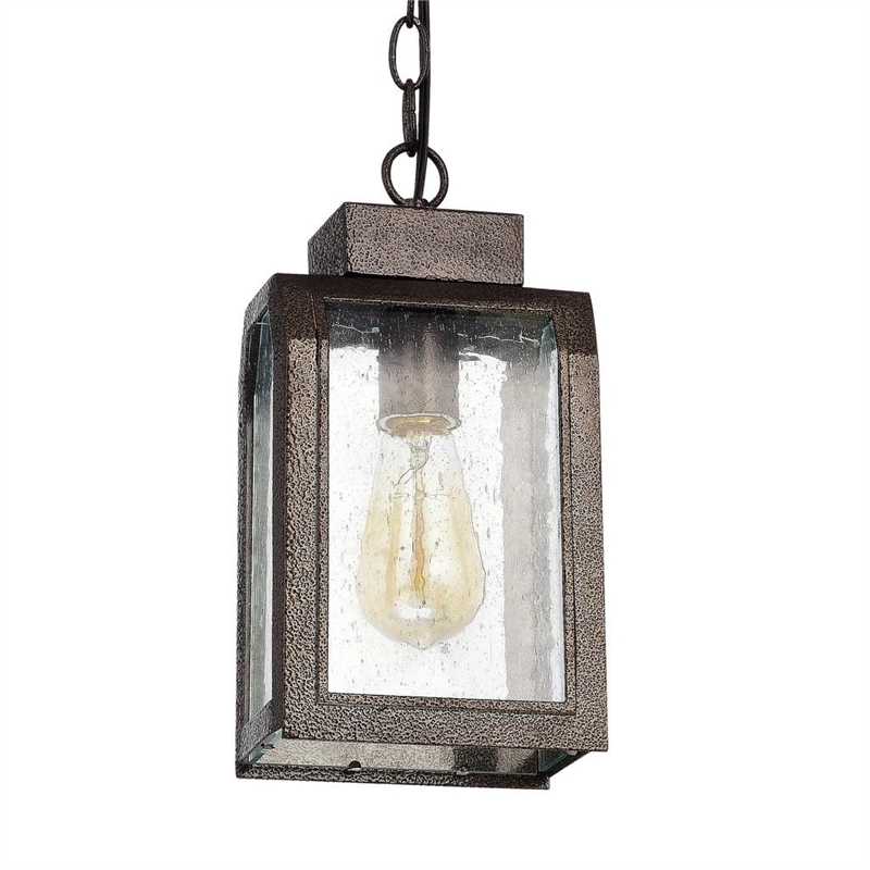 CHLOE Milton Industrial-style 1 Light Antique Gold Mini Pendant 12