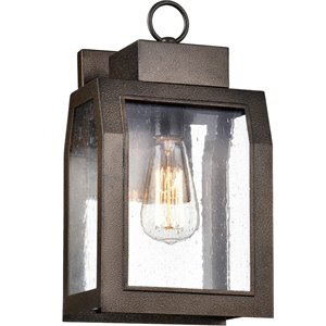 CHLOE Milton Industrial-style 1 Light Antique Gold Outdoor Wall Sconce 14&quot Tall