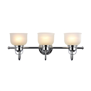 CHLOE Lucie Industrial 3 Light Chrome Bath Vanity Wall Fixture Frosted Glass 25&quot