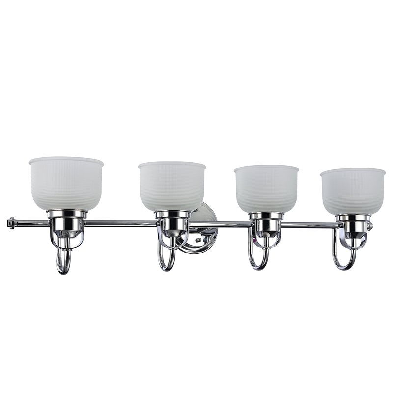 CHLOE Lucie Industrial 4 Light Chrome Bath Vanity Wall Fixture Frosted Glass 34