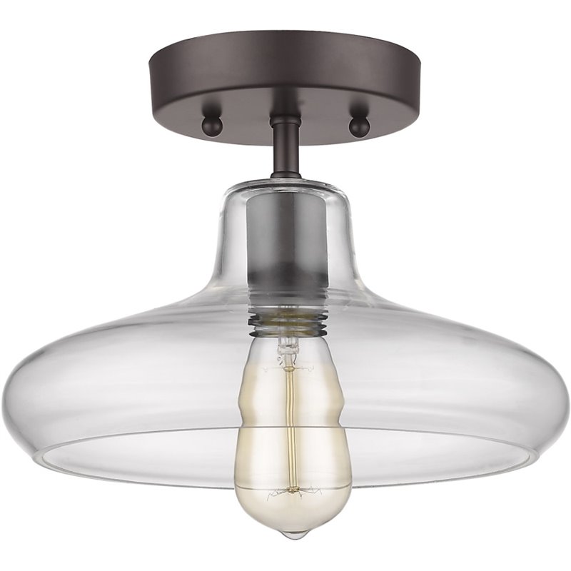 CHLOE Dickens Industrial 1 Light Bronze Semi-flush Ceiling Fixture 11