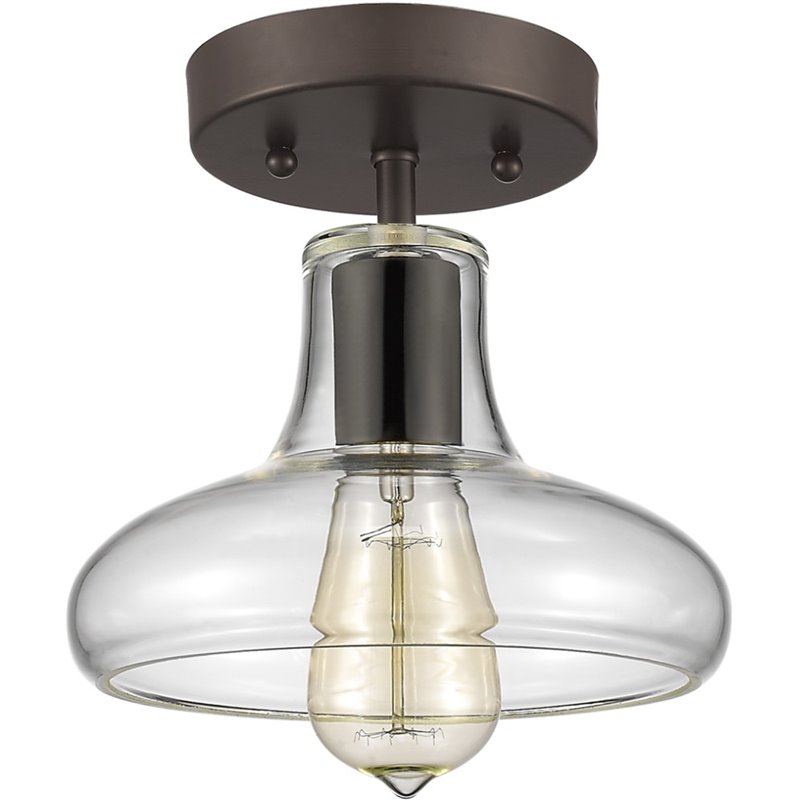 CHLOE Dickens Industrial 1 Light Bronze Semi-flush Ceiling Fixture 8