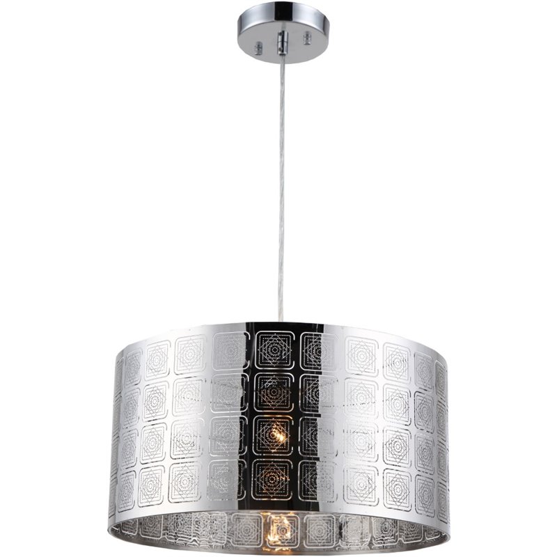 CHLOE Sierra Farmhouse 1 Light Chrome Ceiling Pendant 15