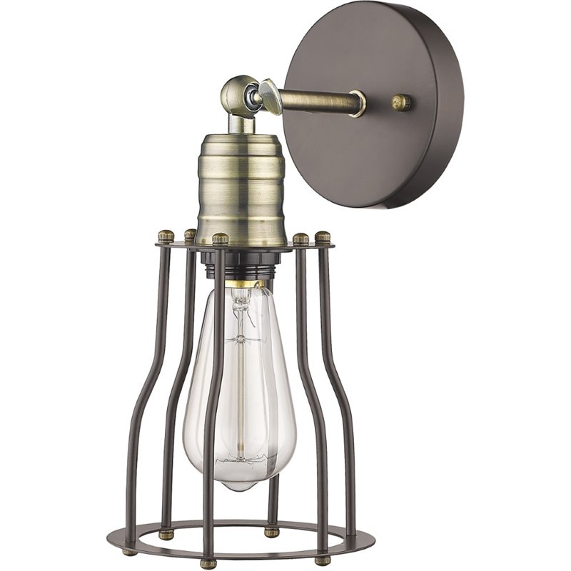CHLOE Charles Industrial-style 1 Light Rubbed Bronze Wall Sconce 6