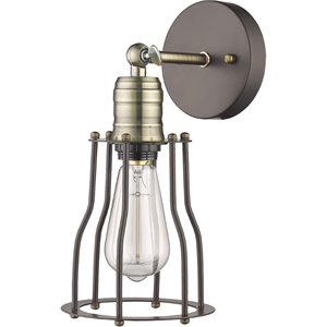 CHLOE Charles Industrial-style 1 Light Rubbed Bronze Wall Sconce 6&quot Wide
