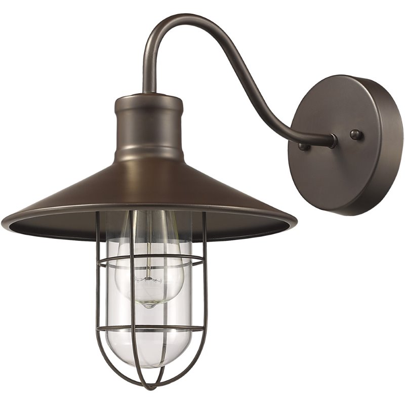 CHLOE Charles Industrial-style 1 Light Rubbed Bronze Wall Sconce 11