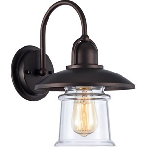 CHLOE Manette Industrial-style 1 Light Rubbed Bronze Wall Sconce 9&quot Wide