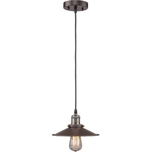 CHLOE Butler Industrial 1 Light Rubbed Bronze Ceiling Mini Pendant 9&quot Shade