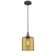 CHLOE Owen Industrial 1 Light Bronze Amber Glass Ceiling Mini Pendant 7