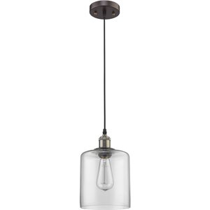 CHLOE Owen Industrial-style 1 Light Rubbed Bronze Ceiling Mini Pendant 7&quot Shade