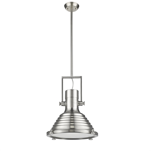 CHLOE Walter Industrial 1 Light Brushed Nickel Ceiling Mini Pendant 16&quot Shade