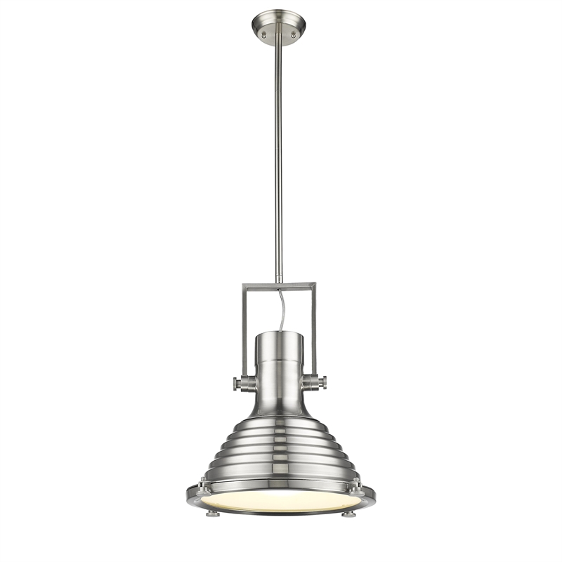 CHLOE Walter Industrial 1 Light Brushed Nickel Ceiling Mini Pendant 16