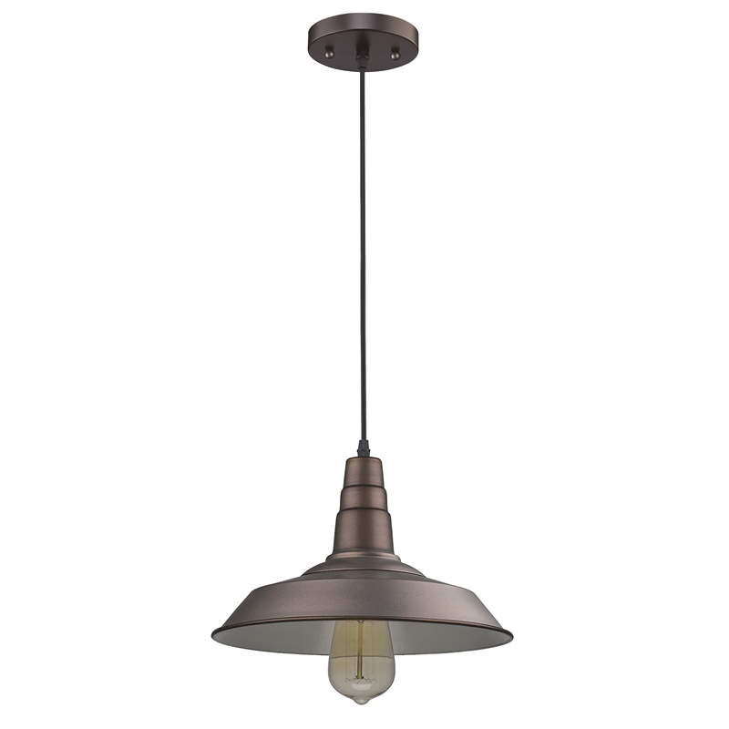 CHLOE Friedrich Industrial 1 Light Rubbed Bronze Ceiling Mini Pendant 14