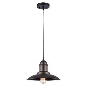 CHLOE Mycroft Industrial 1 Light Rubbed Bronze Ceiling Mini Pendant 12&quot Wide