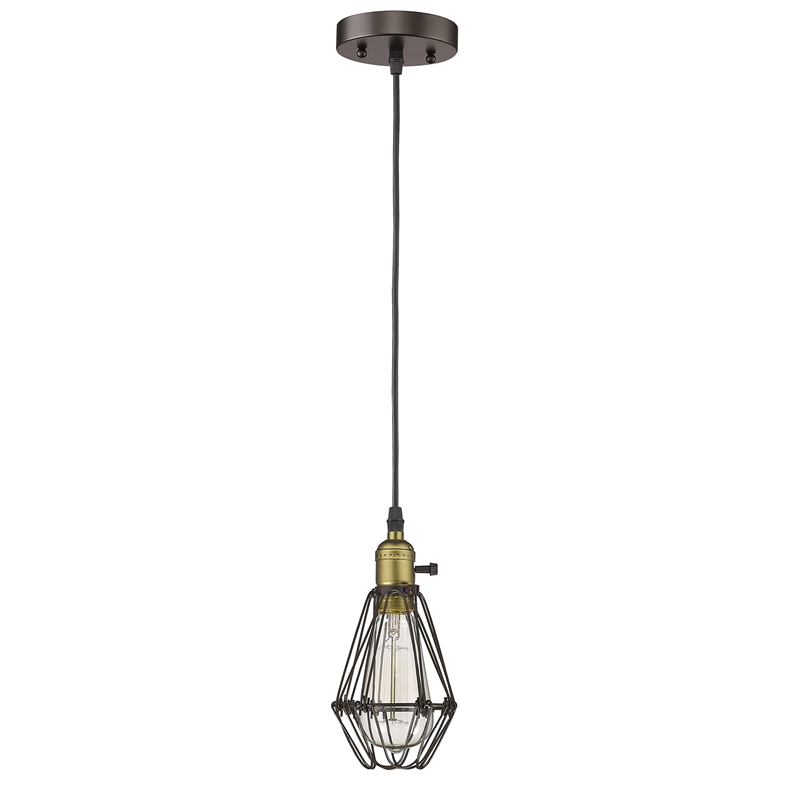 CHLOE Charles Industrial 1 Light Rubbed Bronze Ceiling Mini Pendant 8