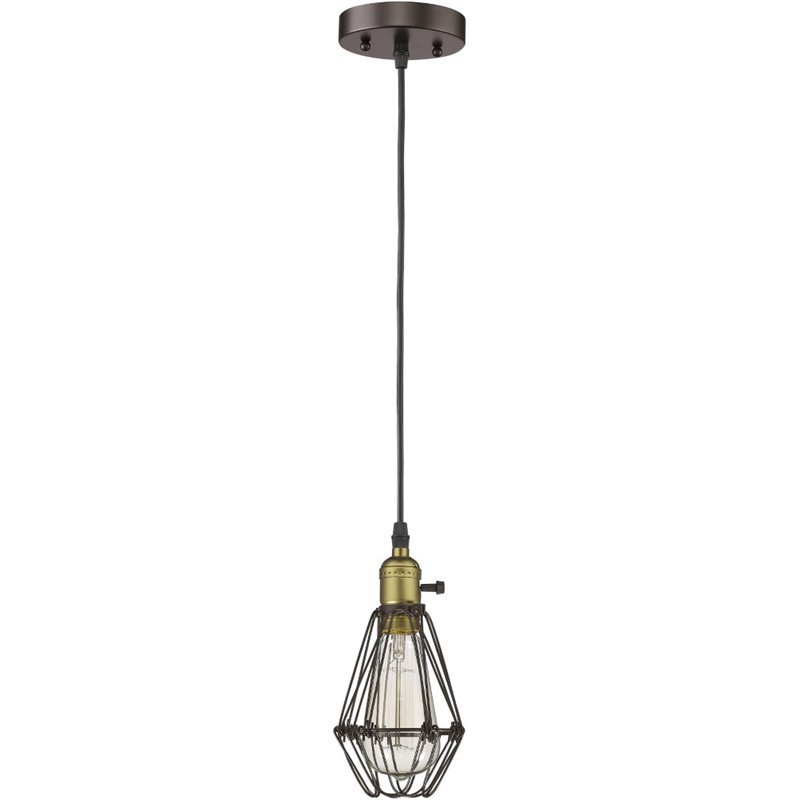 CHLOE Charles Industrial 1 Light Rubbed Bronze Ceiling Mini Pendant 8