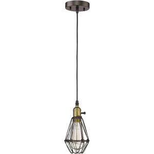 CHLOE Charles Industrial 1 Light Rubbed Bronze Ceiling Mini Pendant 8&quot Shade