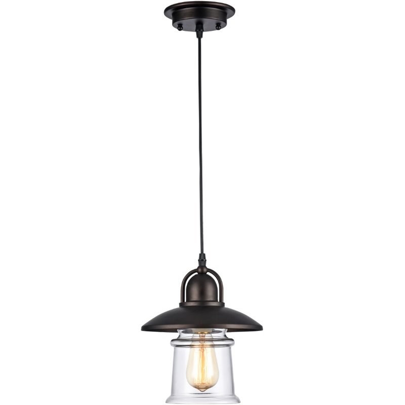 CHLOE Manette Industrial 1 Light Rubbed Bronze Ceiling Mini Pendant 9