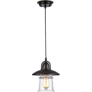 CHLOE Manette Industrial 1 Light Rubbed Bronze Ceiling Mini Pendant 9&quot Shade
