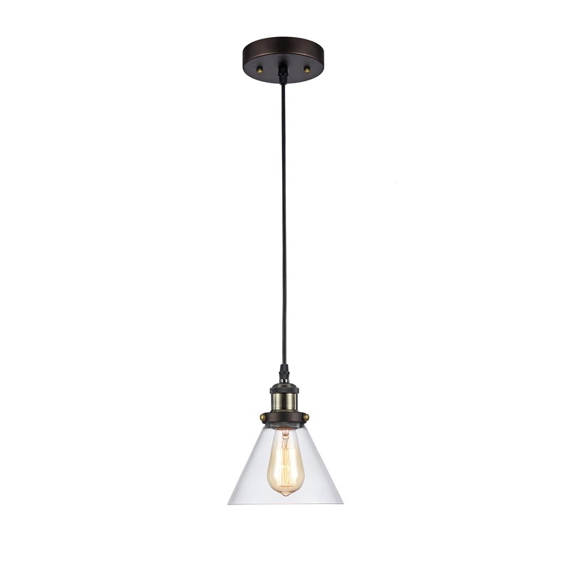 CHLOE Manette Industrial 1 Light Rubbed Bronze Ceiling Mini Pendant 7