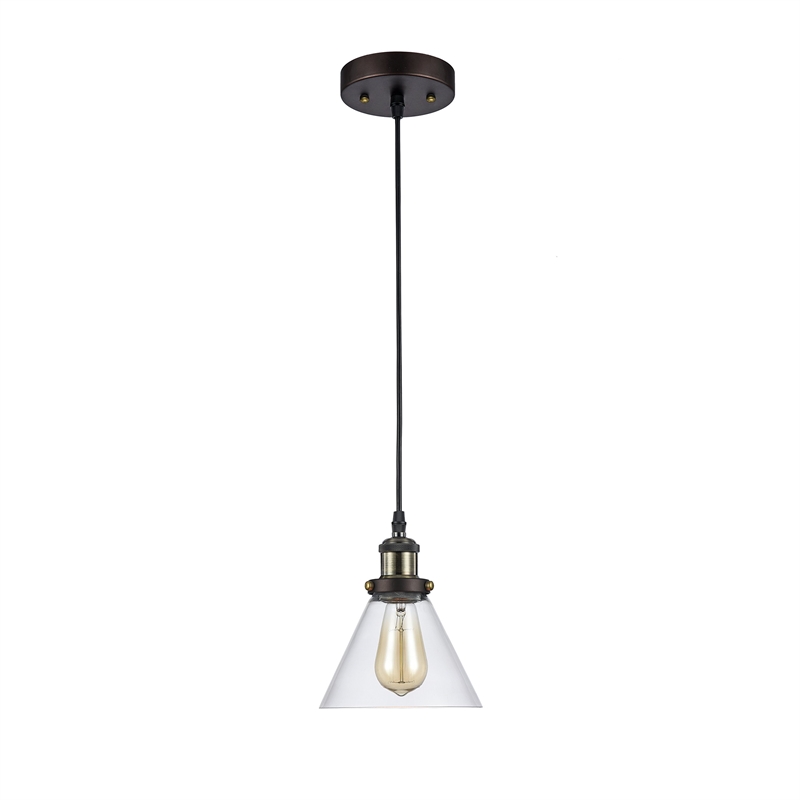 CHLOE Manette Industrial 1 Light Rubbed Bronze Ceiling Mini Pendant 7