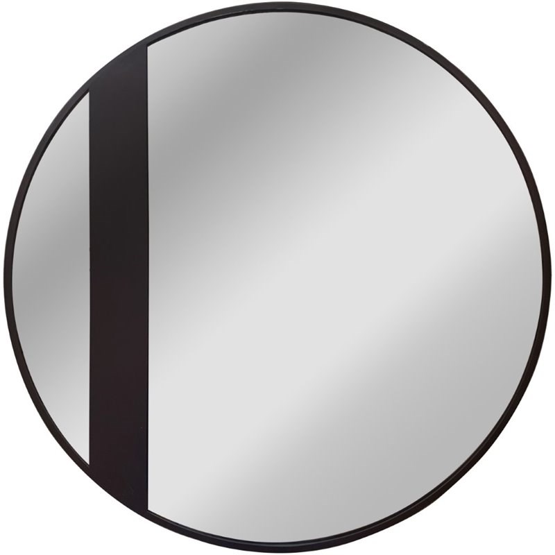 CHLOE'S Reflection Black Finish Round Framed Wall Mirror 30