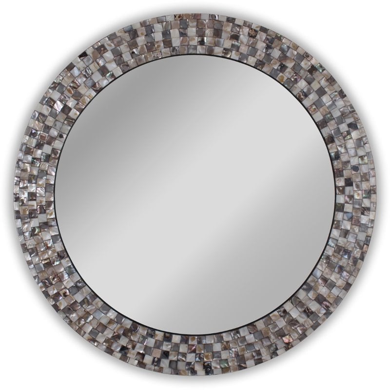 CHLOE's Reflection Vertical Hanging Seashell Round Framed Wall Mirror 30