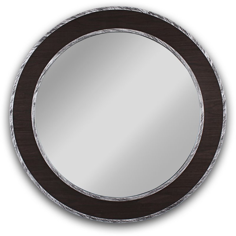 CHLOE's Reflection Hanging Black-Wood Circle Framed Wall Mirror 30