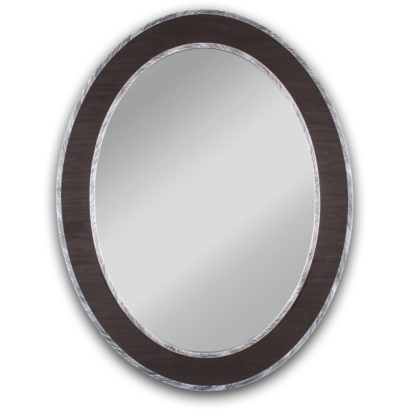CHLOE's Reflection Hanging Black-Wood Oval Framed Wall Mirror 35