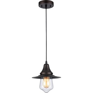 CHLOE Manette Industrial 1 Light Rubbed Bronze Ceiling Mini Pendant 9&quot Shade