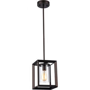 CHLOE Ironclad Industrial 1 Light Rubbed Bronze Ceiling Mini Pendant 7&quot Shade