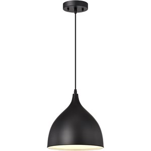 CHLOE Walter Industrial 1 Light Textured Black Mini Pendant Ceiling Fixture 10&quot