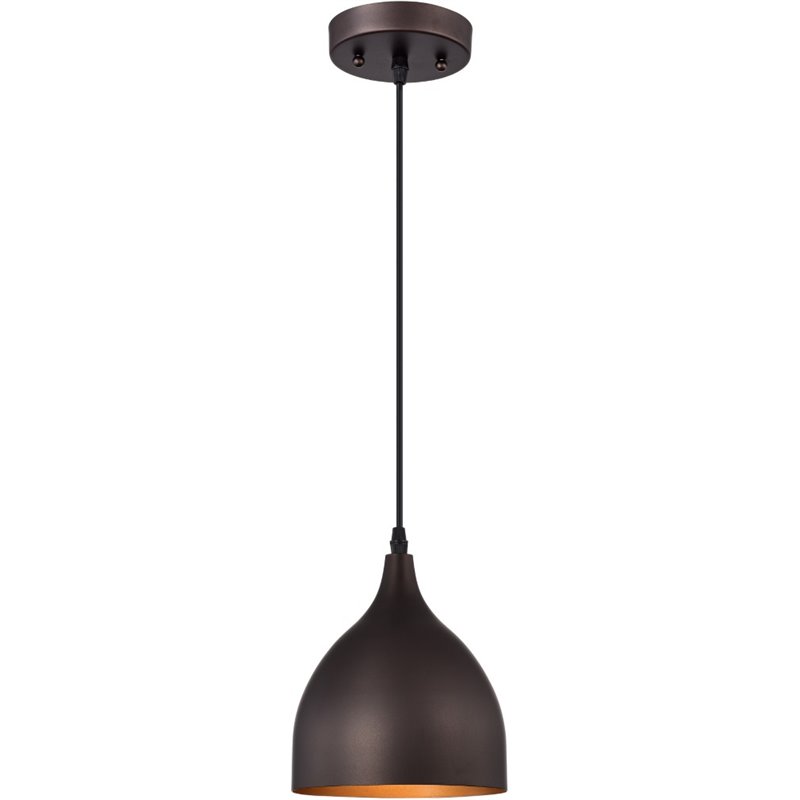 CHLOE Walter Industrial 1 Light Bronze Mini Pendant Ceiling Fixture 7