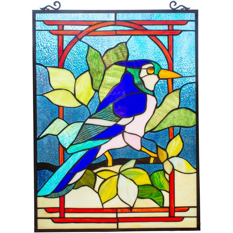 CHLOE Bluejay Tiffany-style Animal Window Panel 24