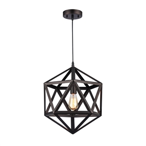 CHLOE Osbert Industrial-style 1 Light Rubbed Bronze Pendant 16&quot Wide