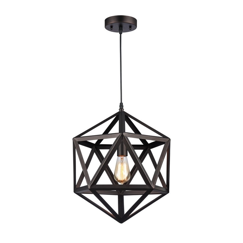 CHLOE Osbert Industrial-style 1 Light Rubbed Bronze Pendant 16