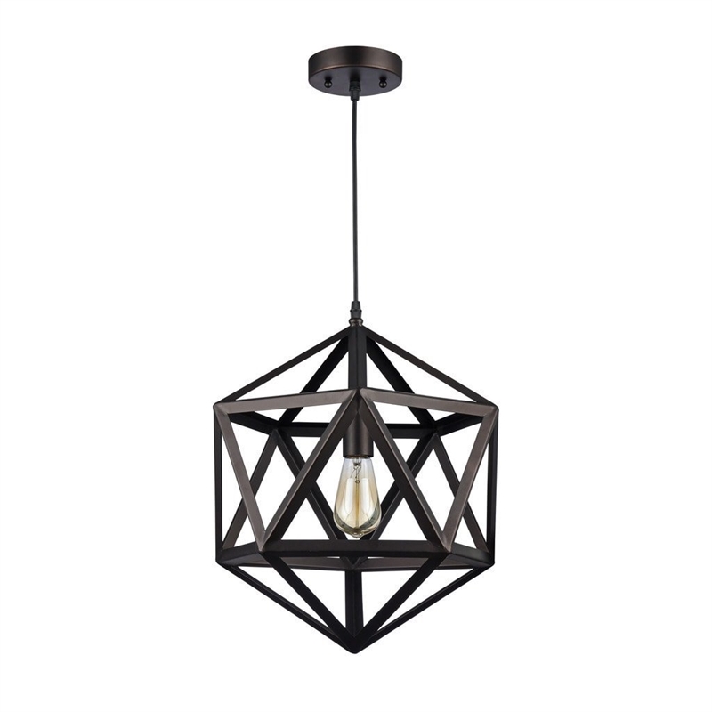 CHLOE Osbert Industrial-style 1 Light Rubbed Bronze Pendant 16