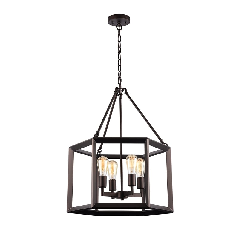 CHLOE Ironclad Industrial-style 4 Light Rubbed Bronze Ceiling Pendant 21