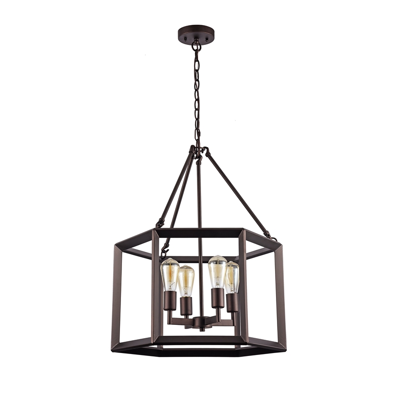 CHLOE Ironclad Industrial-style 4 Light Rubbed Bronze Ceiling Pendant 21